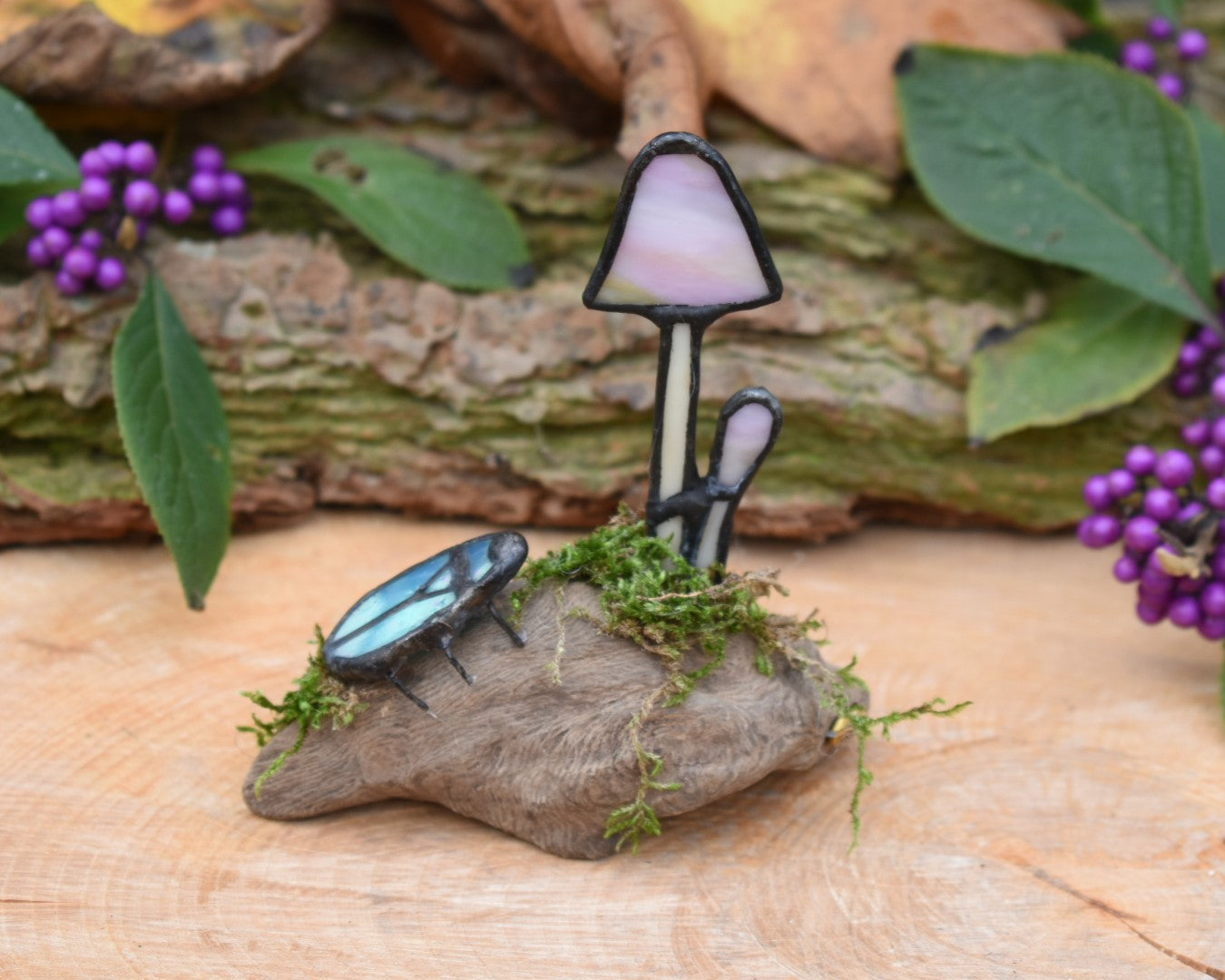 Glass mushroom and beetle #103