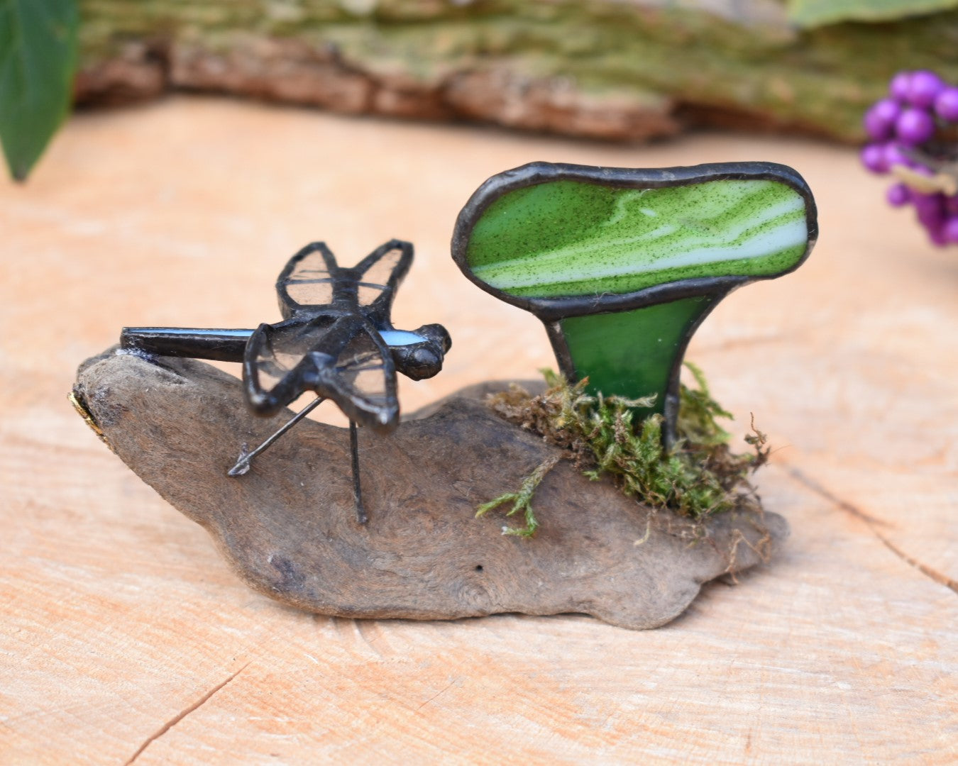 Glass mushroom and dragonfly #99