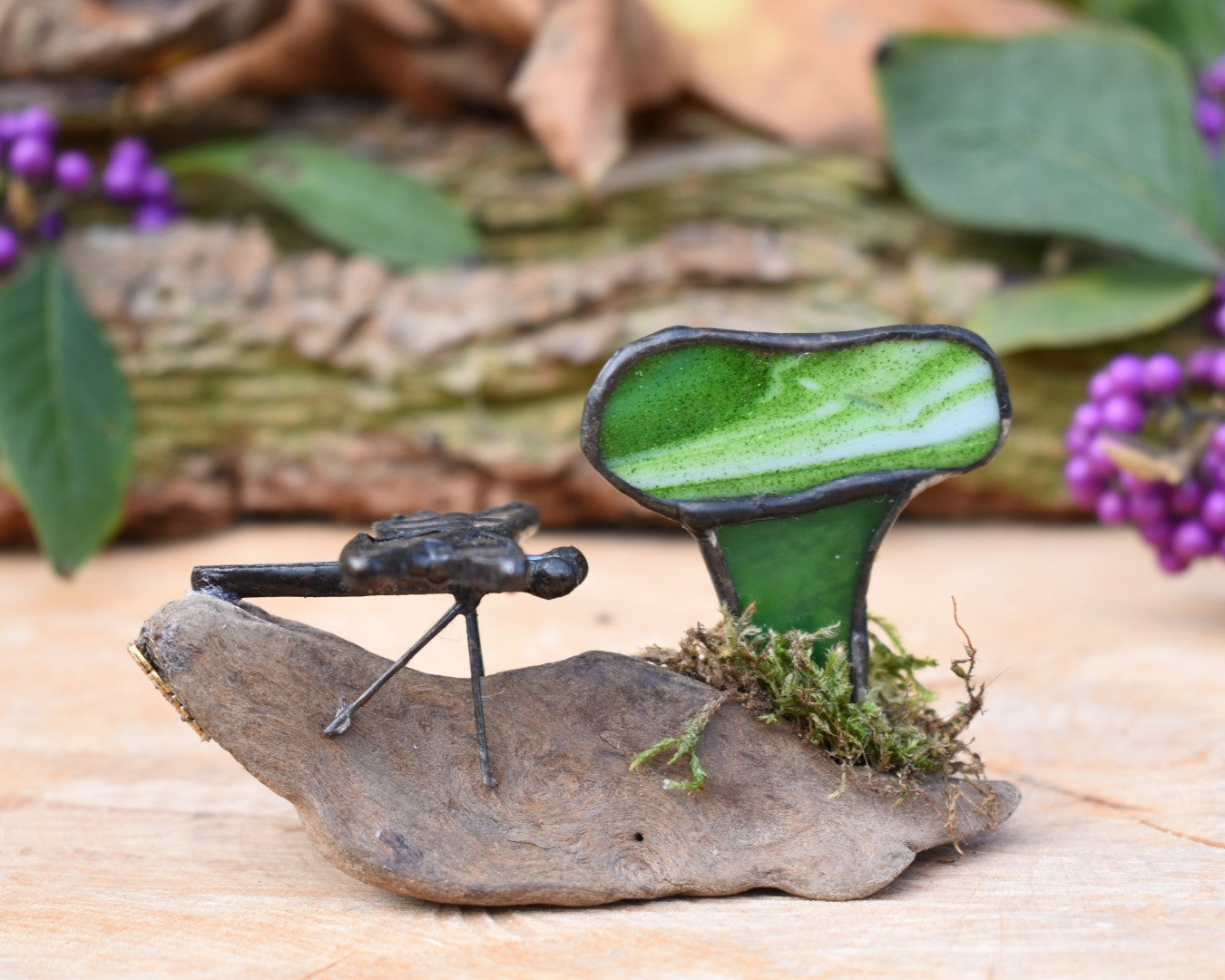 Glass mushroom and dragonfly #99