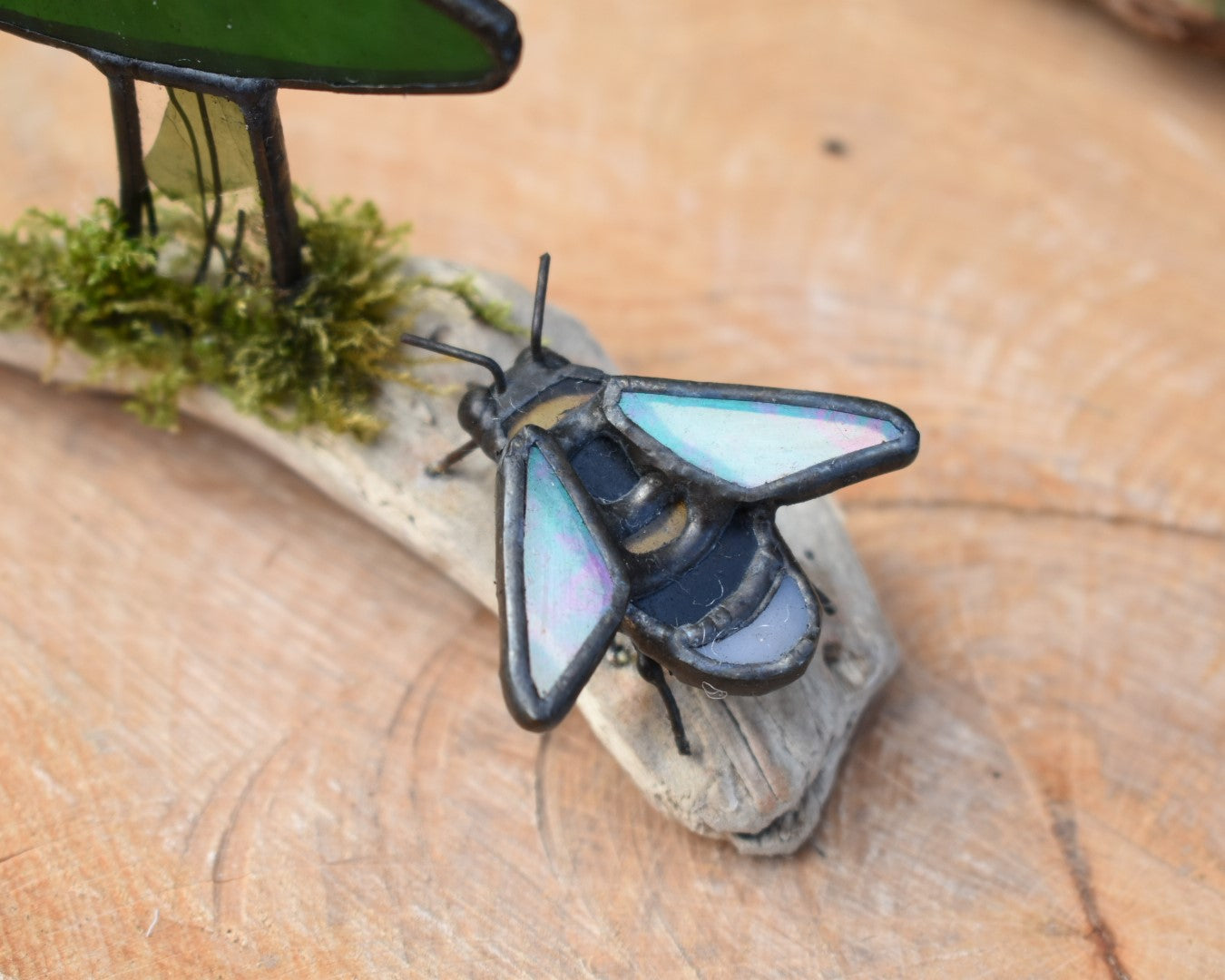 Glass mushroom and bumblebee #105