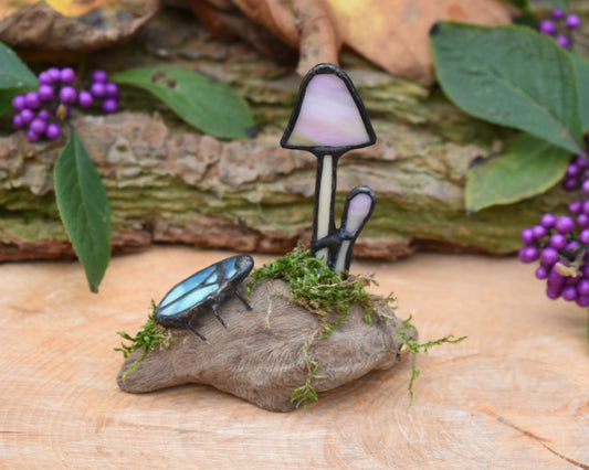 Glass mushroom and beetle #103