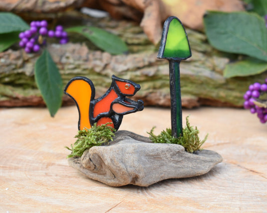 Glass mushroom and squirrel #107