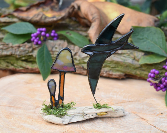 Glass mushroom and swallow #110