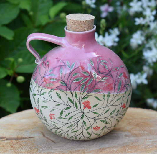 Large flask with floral pattern